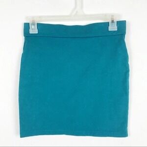 Forever 21 Teal Bodycon Mini Skirt Stretch Cotton Casual Y2K Size M